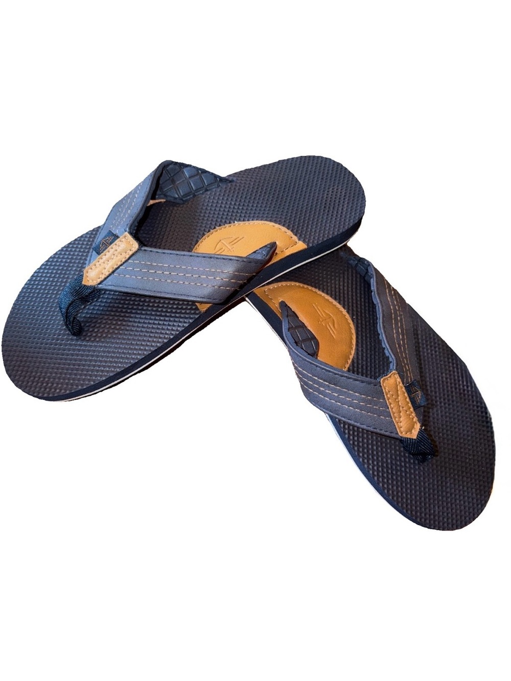 Dockers Navy blue Men’s flip-flop arch support sandals with tan accents 8/9